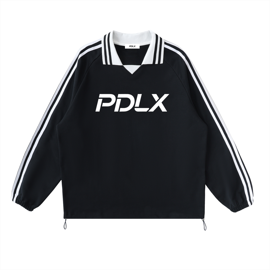 Contrast Striped Lapel Collar Sweatshirt