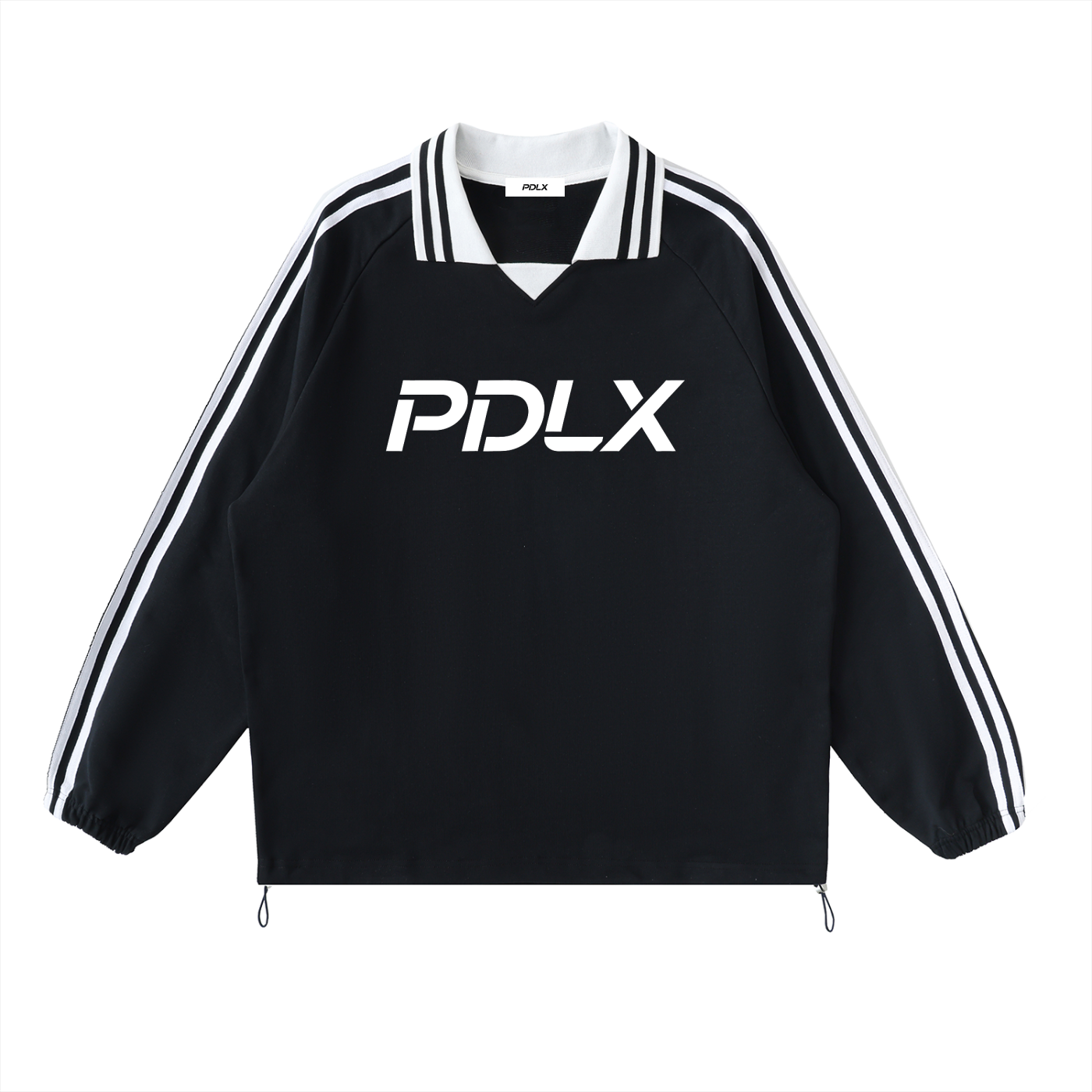 Contrast Striped Lapel Collar Sweatshirt