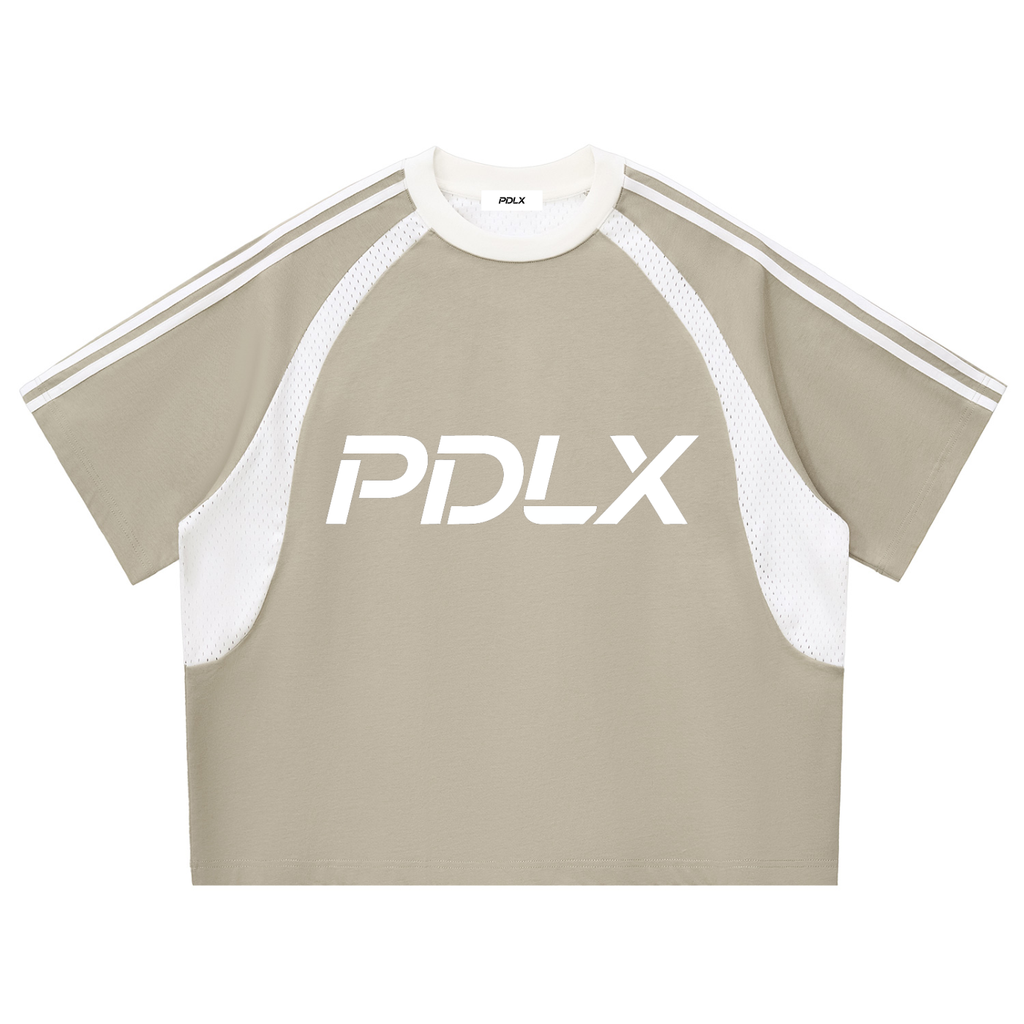 Contrast Stripes Panel Mesh T-shirt