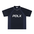 Striped V-Neck Soccer Jersey Navy Blue